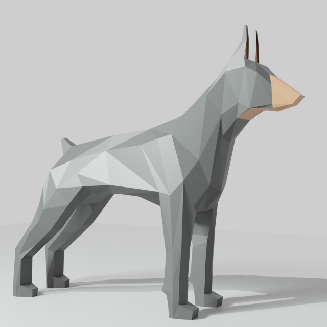 dog lowpoly doberman 3D Print Model .c4d .max .obj .3ds .fbx .stl .blend 