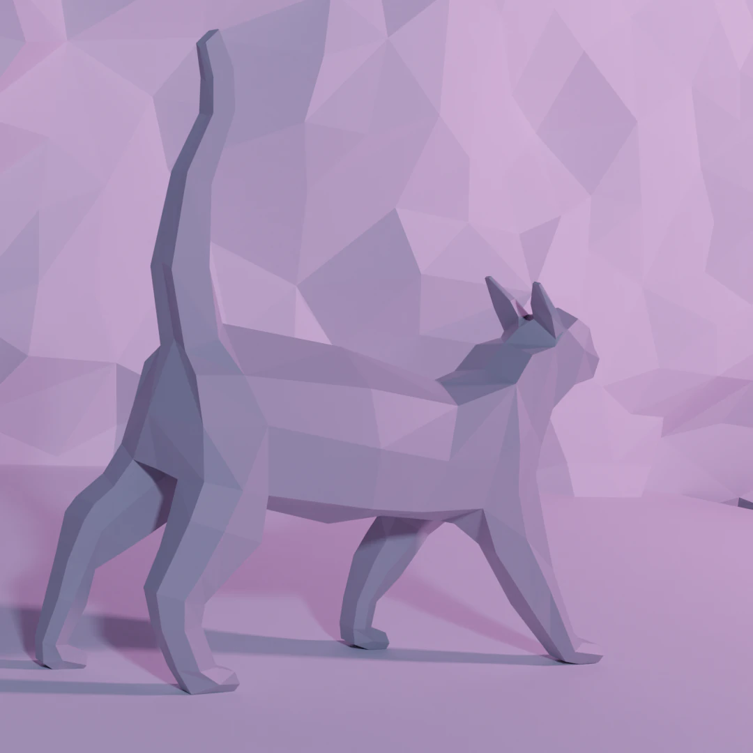 cat lowpoly 3D Print Model .c4d .max .obj .3ds .fbx .stl .blend 