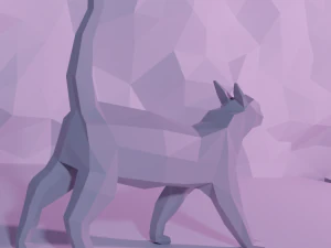 猫のローポリ 3Dプリントモデル