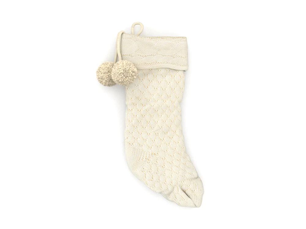 Stocking Holiday Time White PBR Low-poly 3D Model .c4d .max .obj .3ds .fbx .stl .blend 