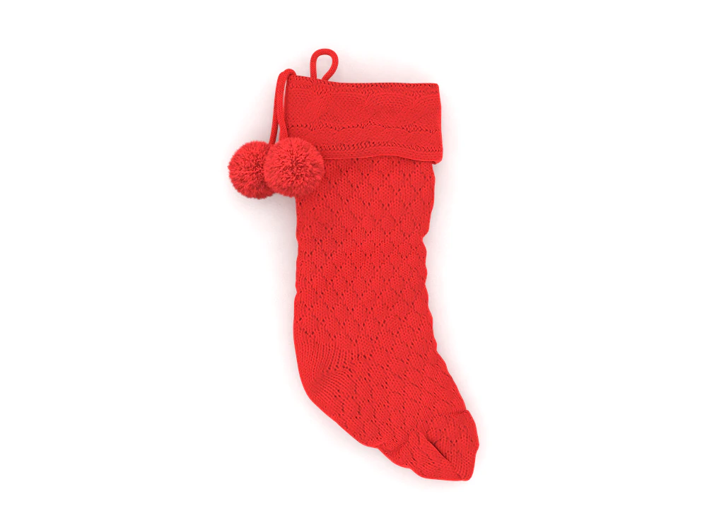 Stocking Holiday Time White PBR Low-poly 3D Model .c4d .max .obj .3ds .fbx .stl .blend