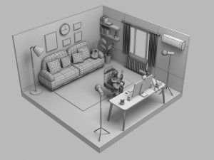 bjroom Modello 3D