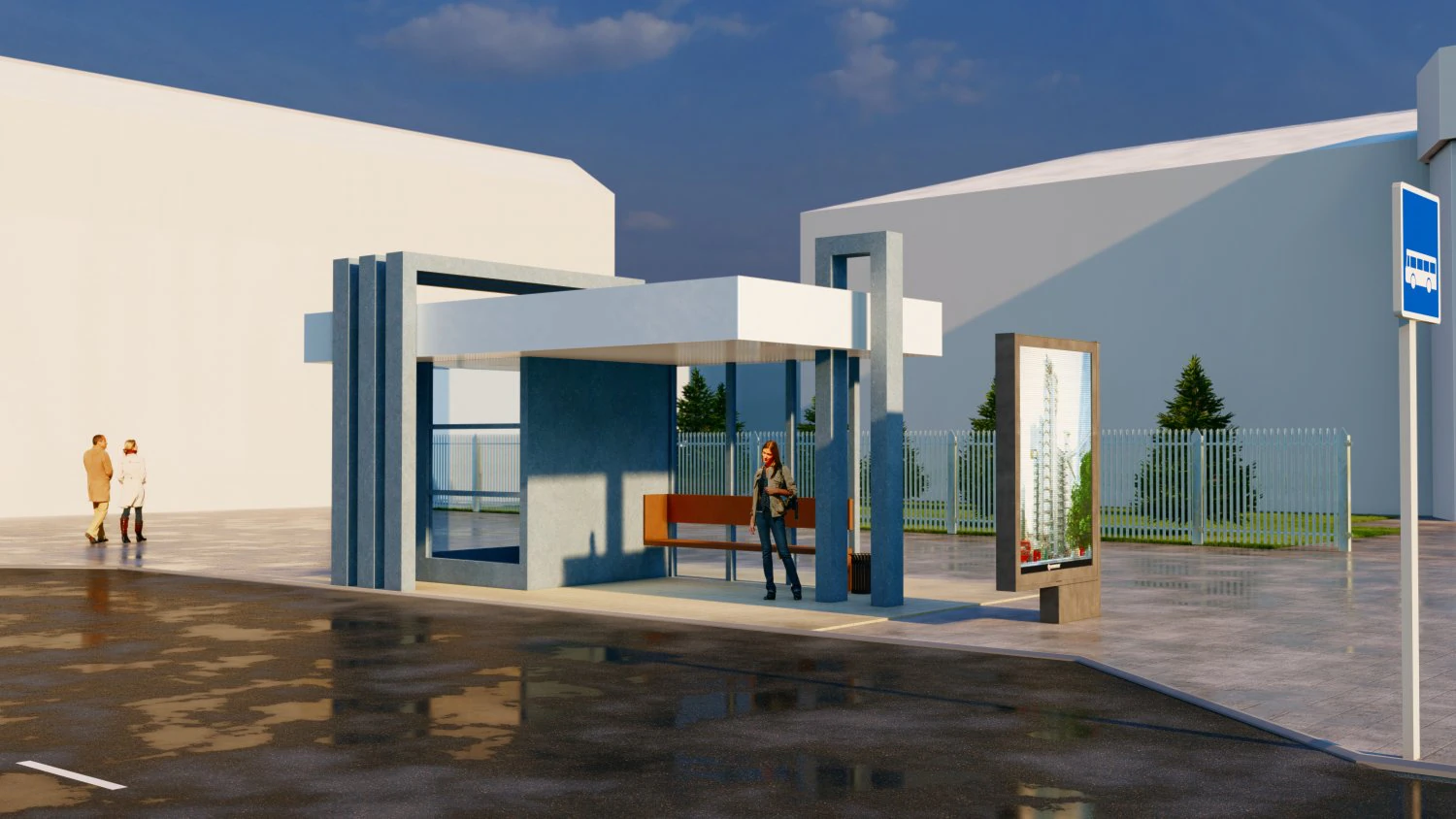 busstop 3D Model .c4d .max .obj .3ds .fbx .stl .blend 