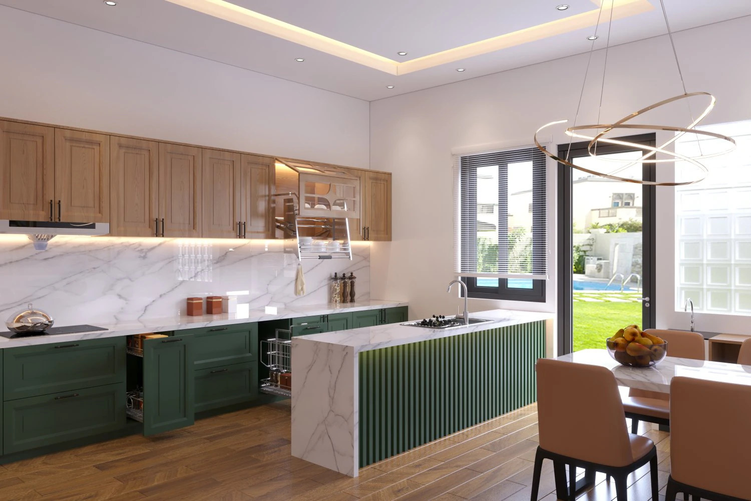 Kitchen Teal color 3D Model .c4d .max .obj .3ds .fbx .stl .blend 