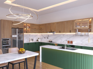 Kitchen Teal color 3D 模型