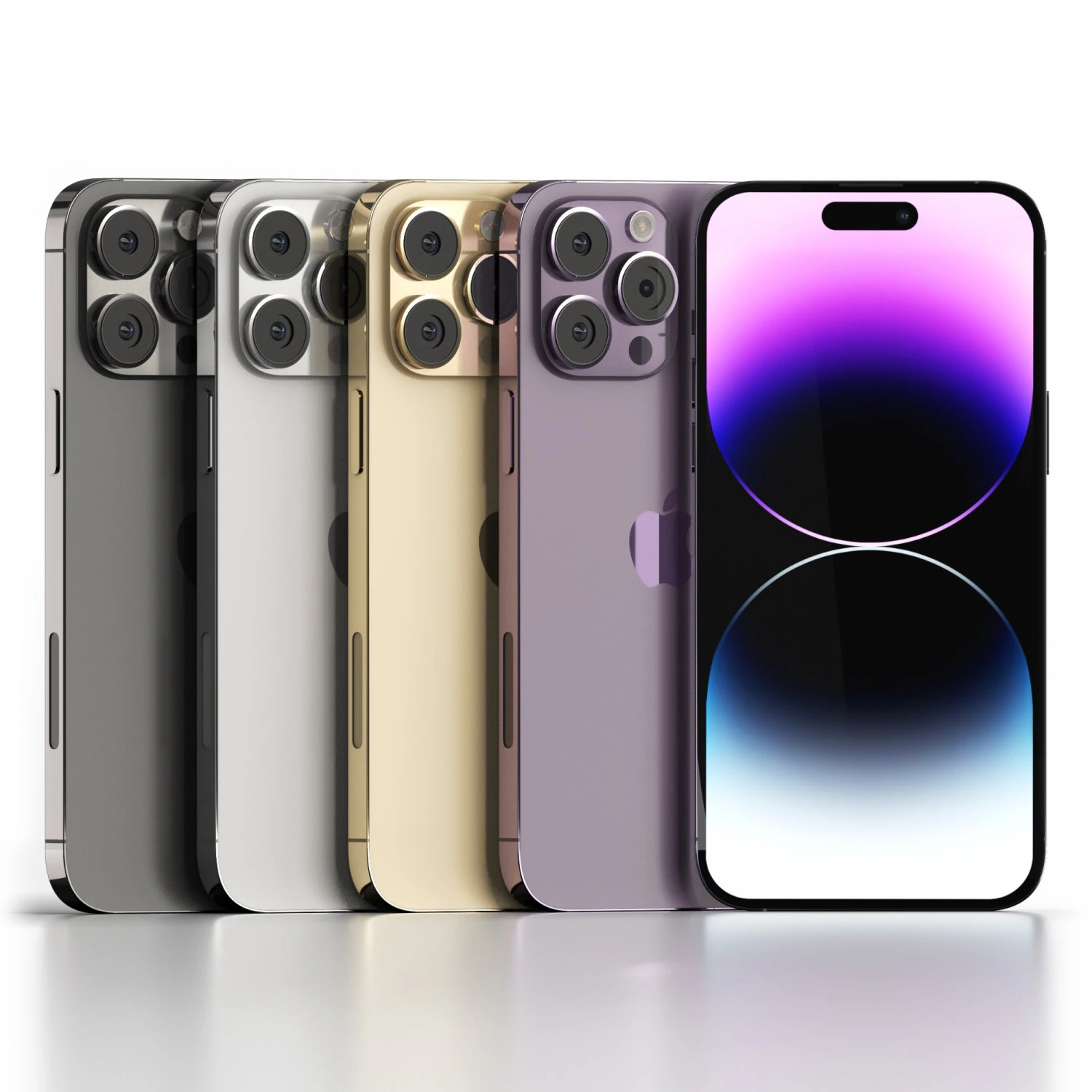 IPhone 14 Pro Max 4 Color Options 3D Model .c4d .max .obj .3ds .fbx .stl .blend 