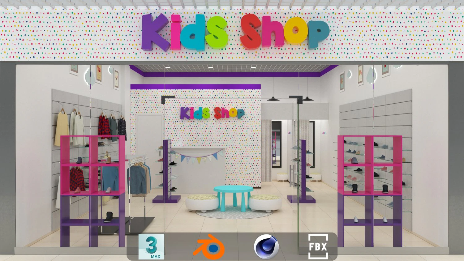Kids shop 3D Model .c4d .max .obj .3ds .fbx .stl .blend 