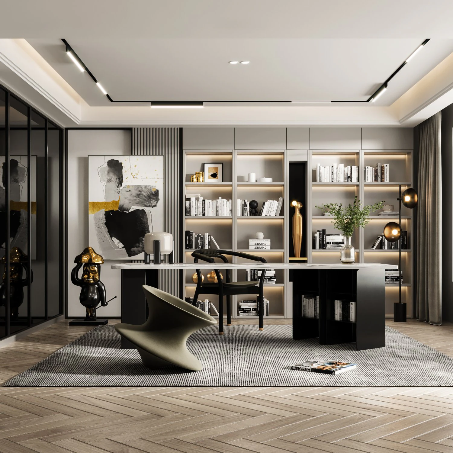 interior scene - modern study 3D Model .c4d .max .obj .3ds .fbx .stl .blend 