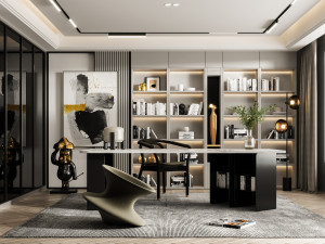 interior scene - modern study Modèle 3D