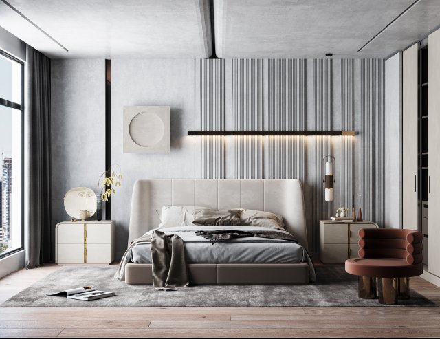 modern bedroom Modelo 3D .c4d .max .obj .3ds .fbx .stl .blend 