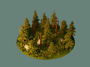 fogliame stagionale e pack roccioso Modello 3D