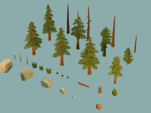 seasonal foliage and rock pack Modelo 3D