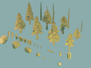 seasonal foliage and rock pack Modelo 3D