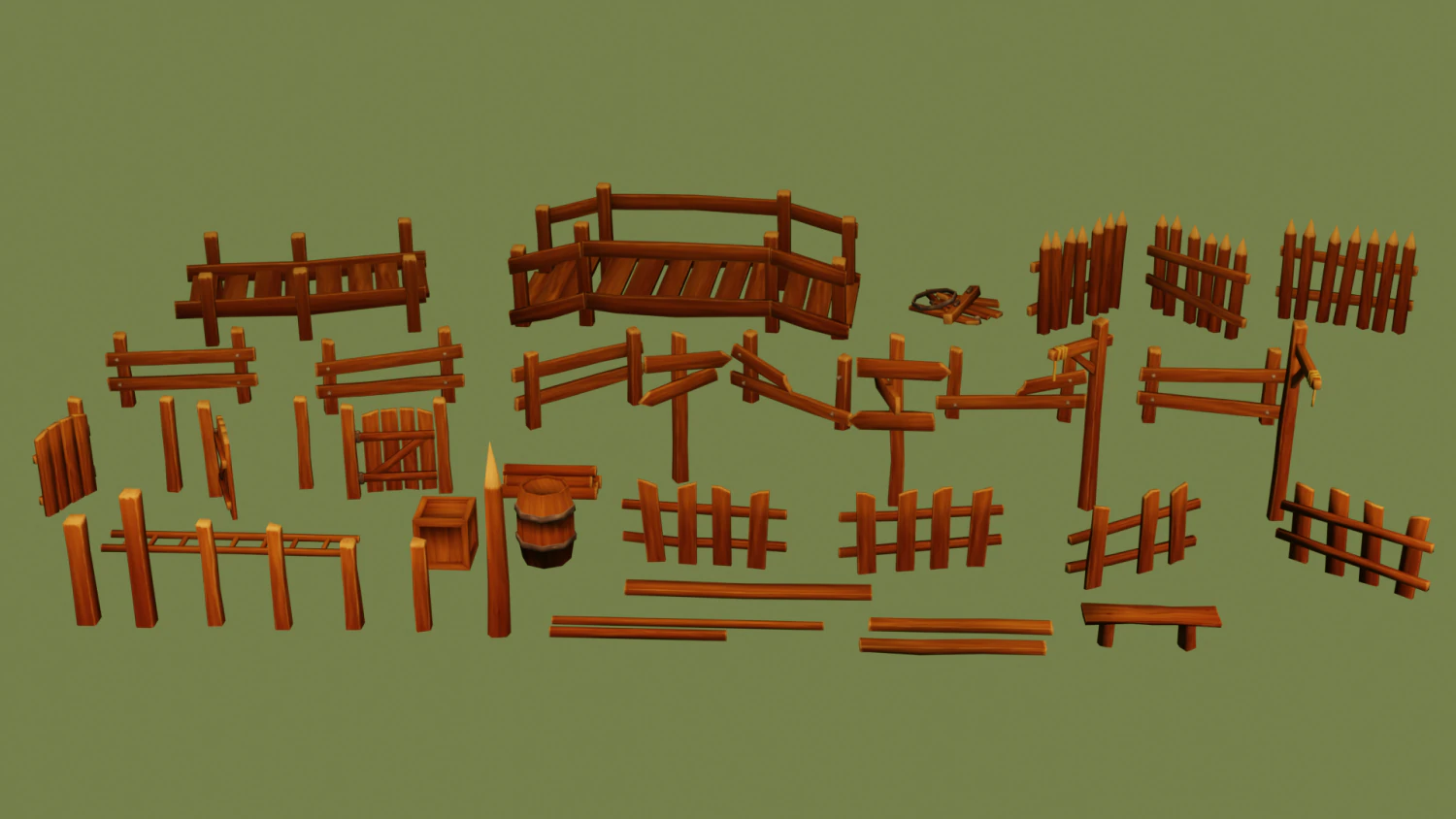 modular wooden prop pack 3D Model .c4d .max .obj .3ds .fbx .stl .blend 