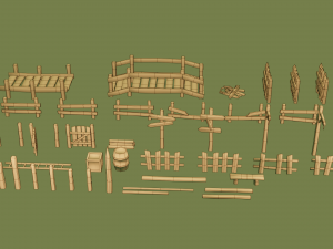 modular wooden prop pack 3D Модель