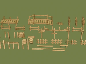 modular wooden prop pack 3D Model
