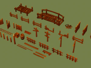 modular wooden prop pack 3D Model
