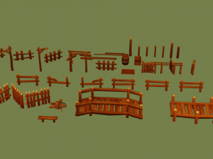 modular wooden prop pack 3D Модель