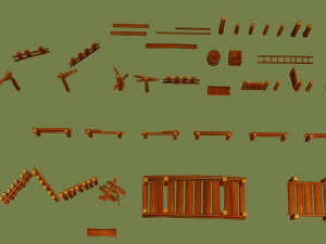 modular wooden prop pack 3D Model