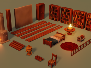 stylized furniture pack 3D-Modell
