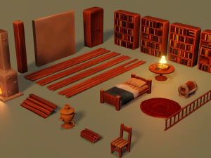 stylized furniture pack 3D Model