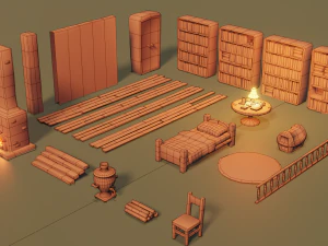stylized furniture pack 3D Model