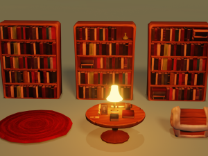stylized furniture pack 3D-Modell