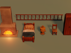 stylized furniture pack 3D-Modell
