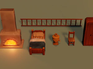 stylized furniture pack 3D Model