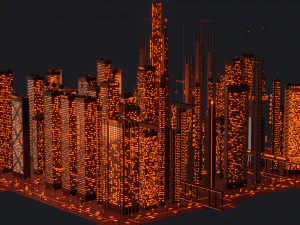 пакет футуристичних хмарочосів 3D Модель