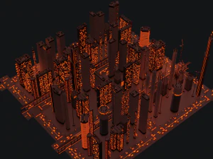 пакет футуристичних хмарочосів 3D Модель