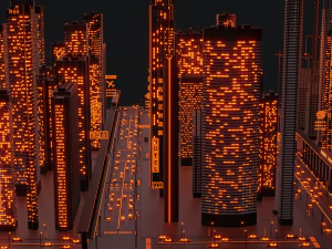 пакет футуристичних хмарочосів 3D Модель