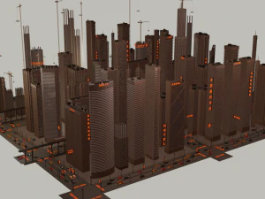 пакет футуристичних хмарочосів 3D Модель