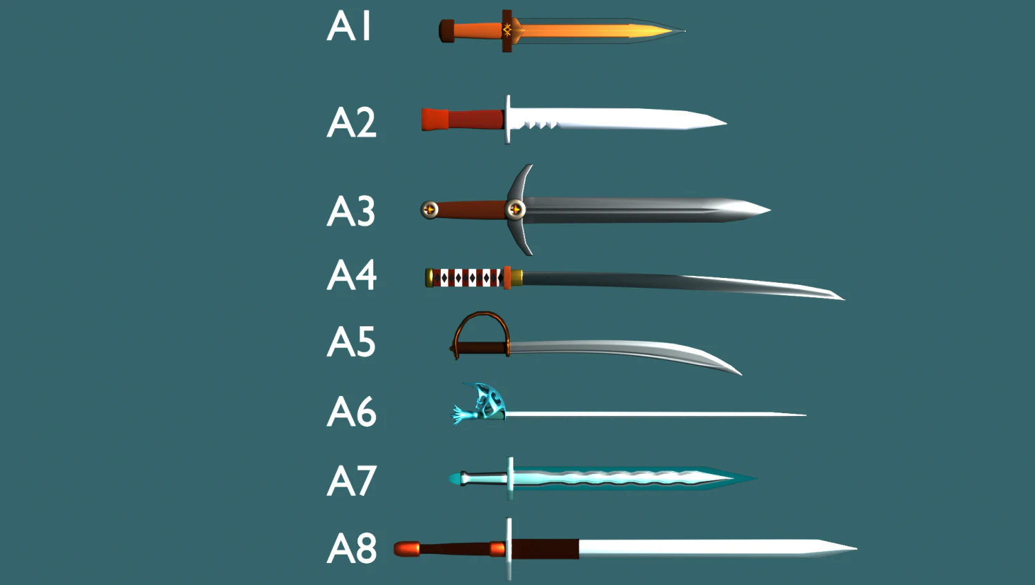 phinikes sword collection 1 3D Model .c4d .max .obj .3ds .fbx .stl .blend