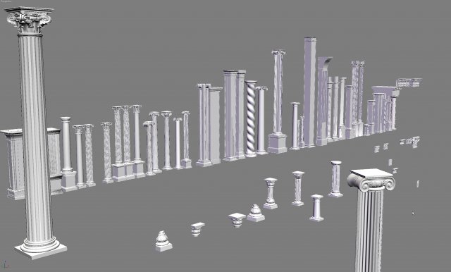 classic columns collection 3D 模型 .c4d .max .obj .3ds .fbx .stl .blend 
