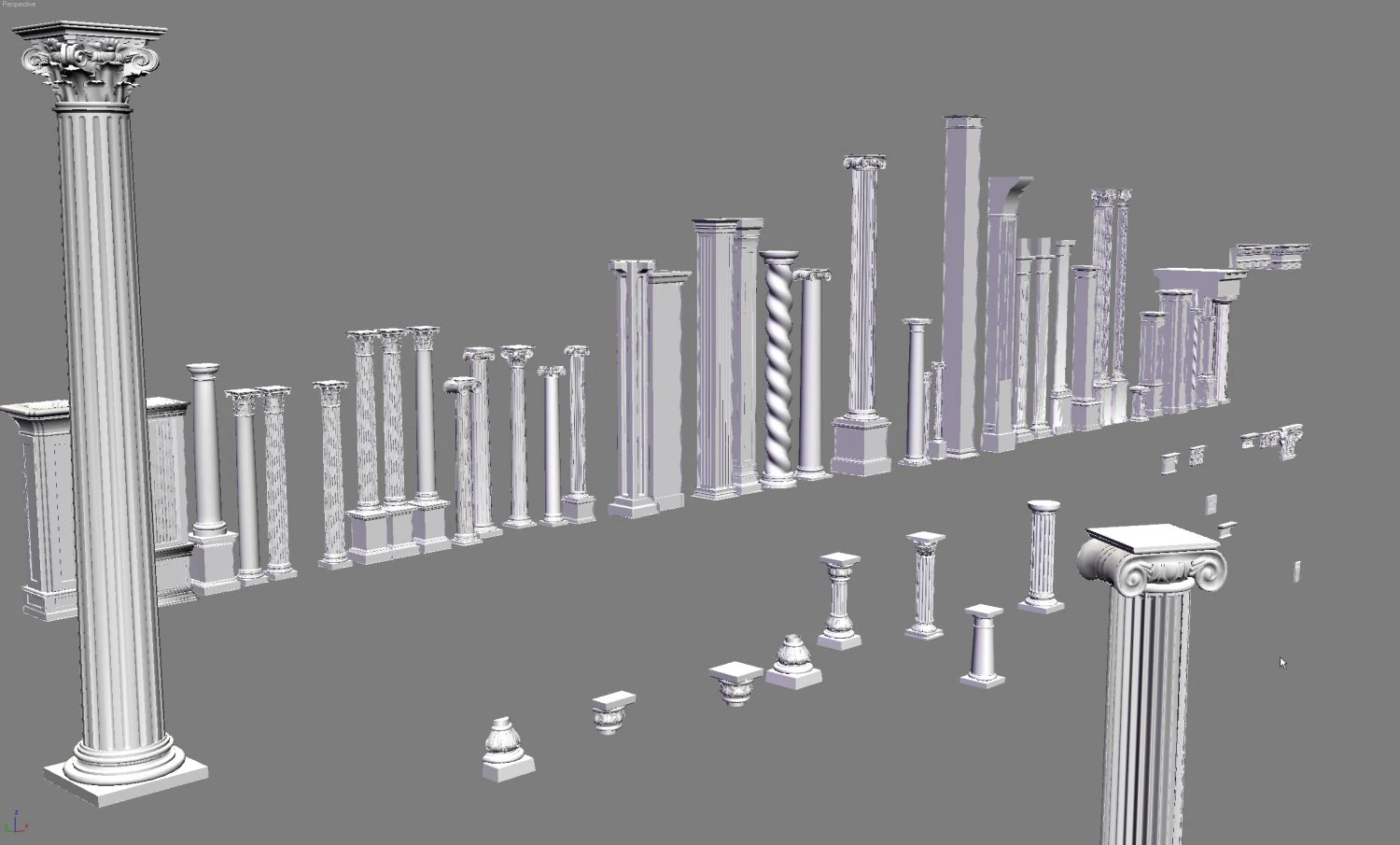 classic columns collection 3D Model .c4d .max .obj .3ds .fbx .stl .blend 