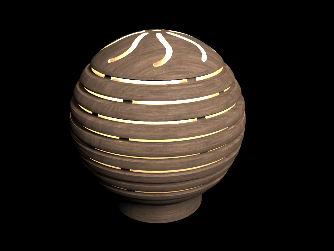 spherical wood lamp 3D Model .c4d .max .obj .3ds .fbx .stl .blend 
