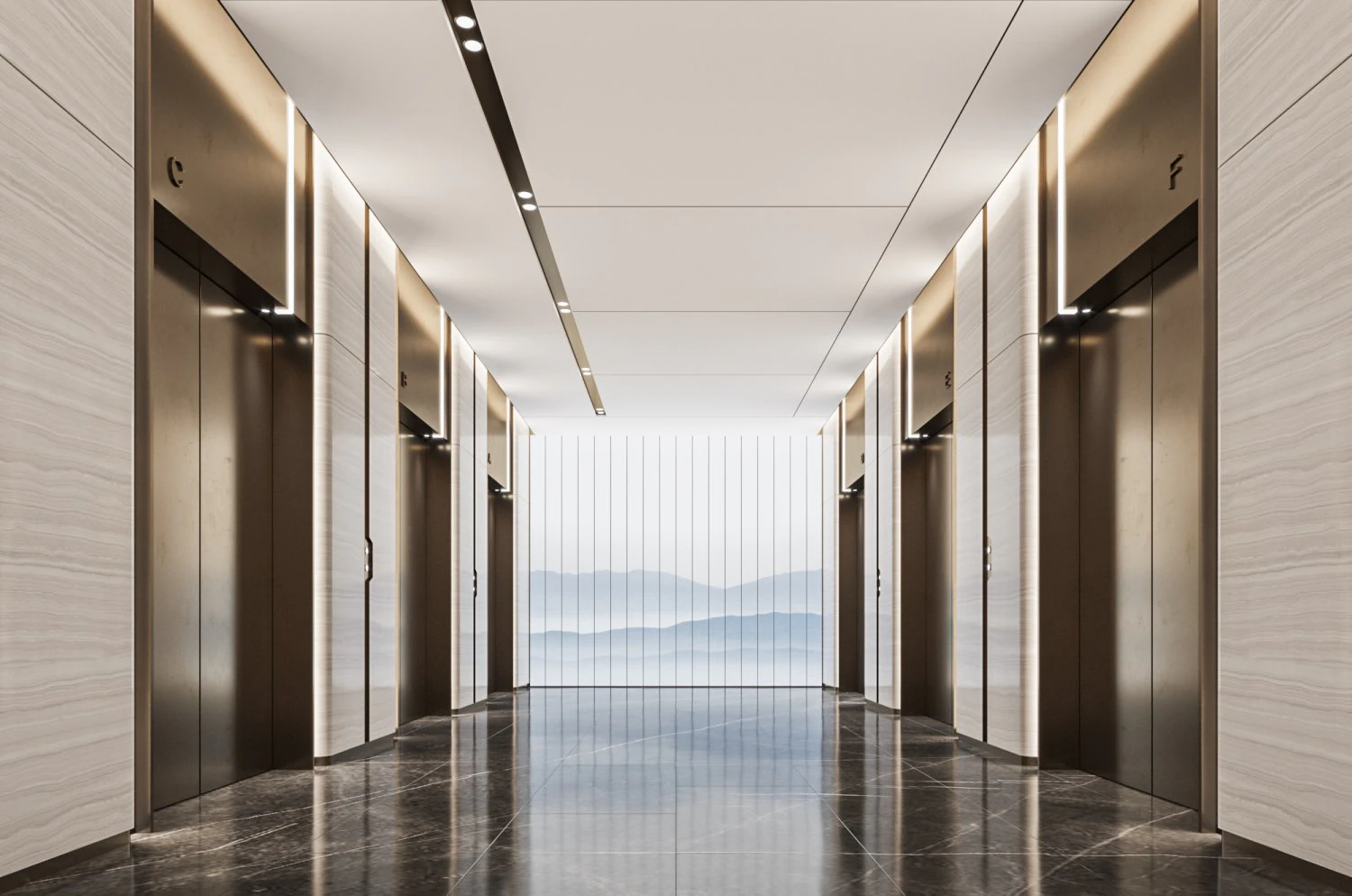 elevator hall 3d modle 3D Model .c4d .max .obj .3ds .fbx .stl .blend 