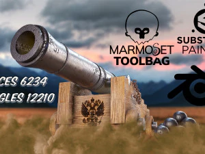 canhão histórico com o brasão da Rússia Modelo 3D