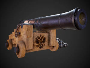 historical cannon with the coat of arms of russia 3D Model