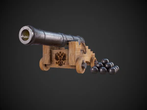 historical cannon with the coat of arms of russia 3D Model