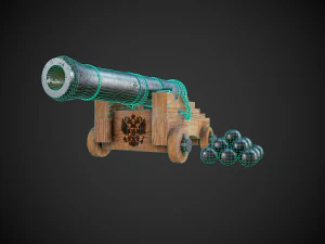 historical cannon with the coat of arms of russia 3D Model