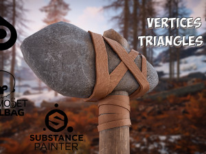 primitive stone axe Modelo 3D