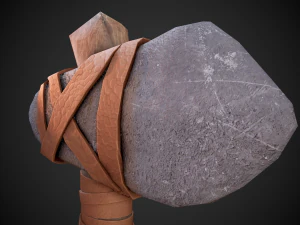 ascia di pietra primitiva Modello 3D