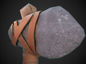 ascia di pietra primitiva Modello 3D