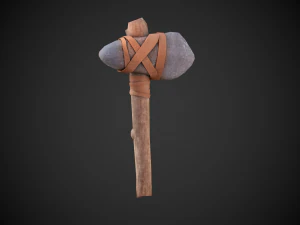 ascia di pietra primitiva Modello 3D