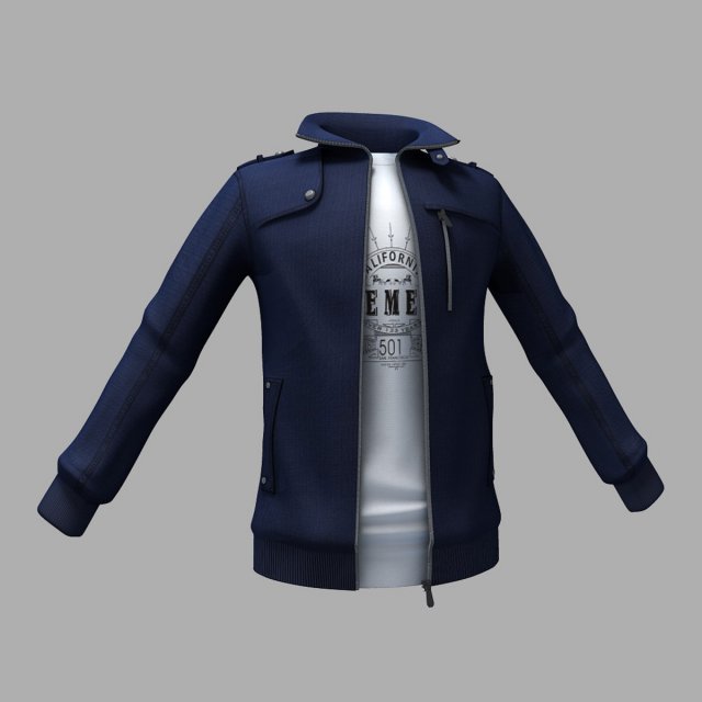 blue jacket 3D Model .c4d .max .obj .3ds .fbx .stl .blend 