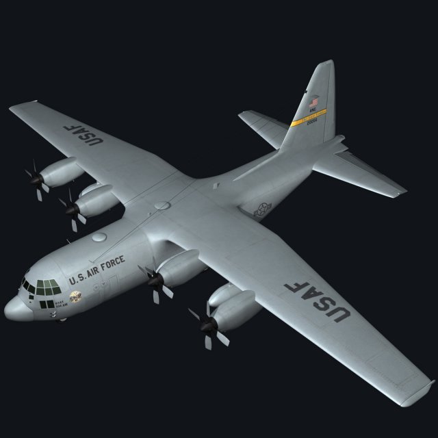 c130 hercules military transport plane Modello 3D .c4d .max .obj .3ds .fbx .stl .blend 