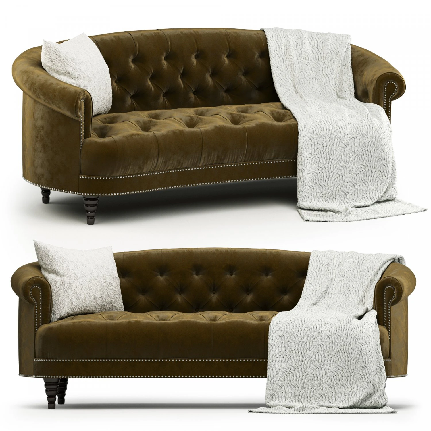 corbyn rolled arm chesterfield sofa 3D Model .c4d .max .obj .3ds .fbx .stl .blend