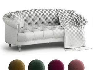 corbyn rolled arm chesterfield sofa 3D Model